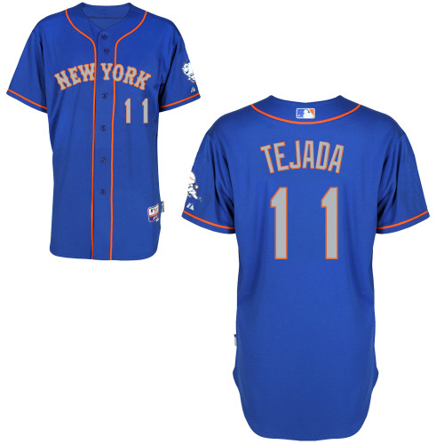 Ruben Tejada #11 MLB Jersey-New York Mets Men's Authentic Blue Road Baseball Jersey